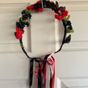 Floral Headband with Ribbons